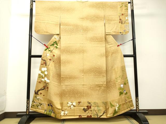 平和屋着物●訪問着　箔散らし草花文　暈し染め　金彩　正絹　逸品　DAAT1344tw