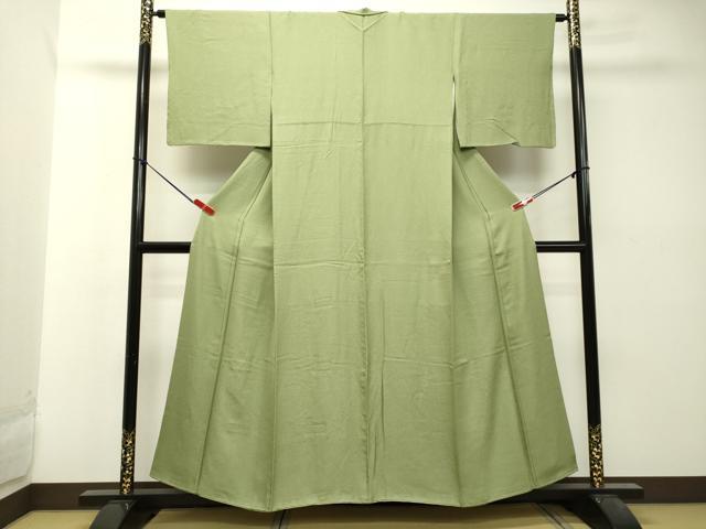 平和屋着物●上質な色無地　紋意匠　山葵色　やまと誂製　正絹　逸品　DAAT1369tw 平和屋着物○上質な色無地 紋意匠 山葵色 やまと誂製 正絹 逸品