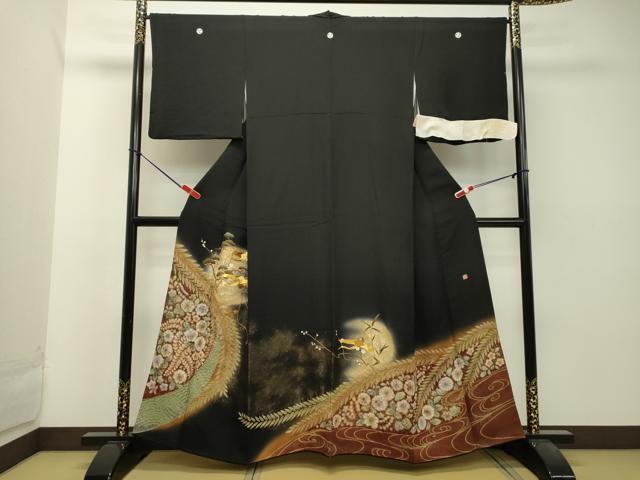 平和屋着物●豪華黒留袖　作家物　絞り　駒刺繍　飛鶴辻が花　暈し染め　金銀彩　反端付き　正絹　逸品　DAAT1405tw