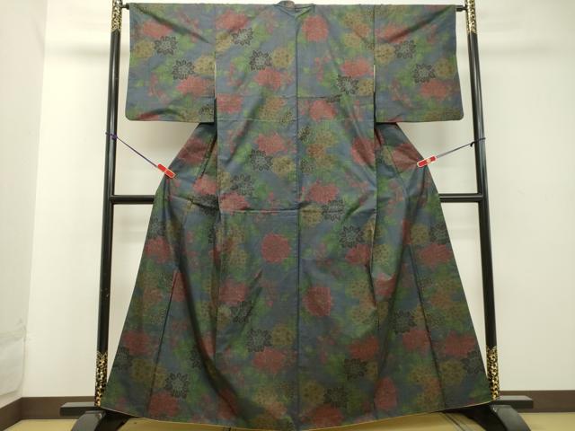 平和屋着物●本場大島紬　7マルキ　草花文　正絹　逸品　DAAT1431tw 平和屋着物○本場大島紬 7マルキ 草花文 正絹 逸品 DAAT1431tw