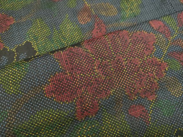 平和屋着物●本場大島紬　7マルキ　草花文　正絹　逸品　DAAT1431tw 平和屋着物○本場大島紬 7マルキ 草花文 正絹 逸品 DAAT1431tw