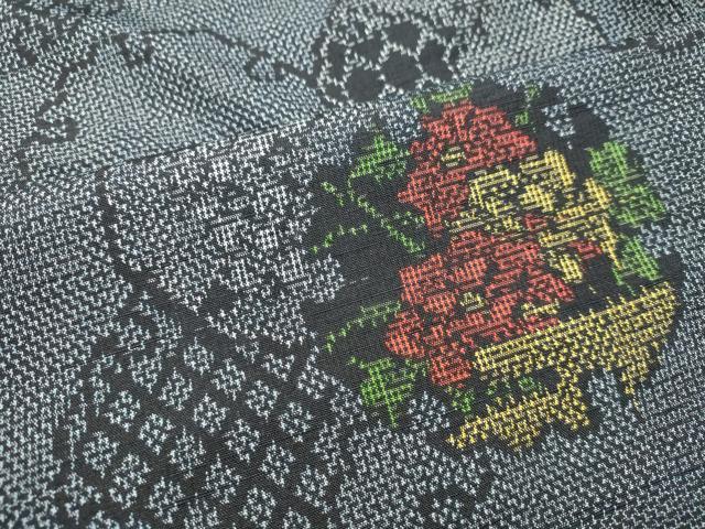 平和屋着物○上質な紬 雪輪草花文 正絹 逸品 未使用 DAAT1437tw