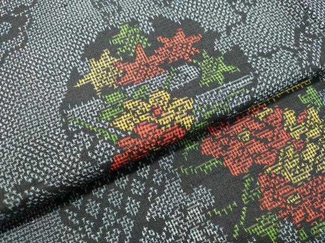 平和屋着物○上質な紬 雪輪草花文 正絹 逸品 未使用 DAAT1437tw