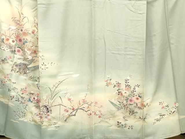 平和屋着物○訪問着 流水草花籬文 暈し染め 金銀彩 正絹