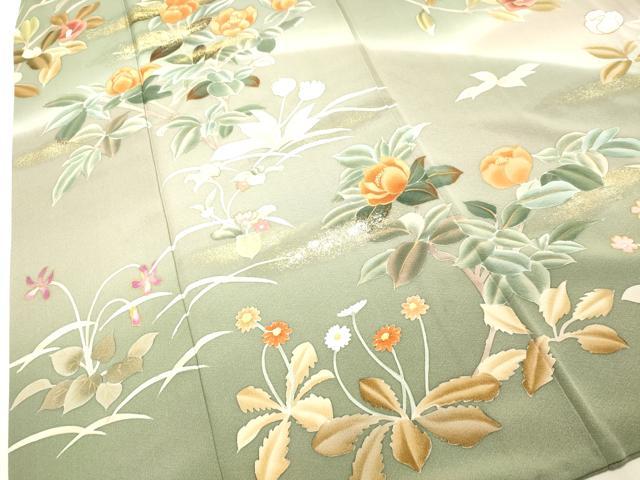 平和屋着物●訪問着　作家物　枝垂れ柳枝花文　暈し染め　金銀彩　正絹　逸品　DAAT1470tw 平和屋着物○訪問着 作家物 枝垂れ柳枝花文 暈し染め