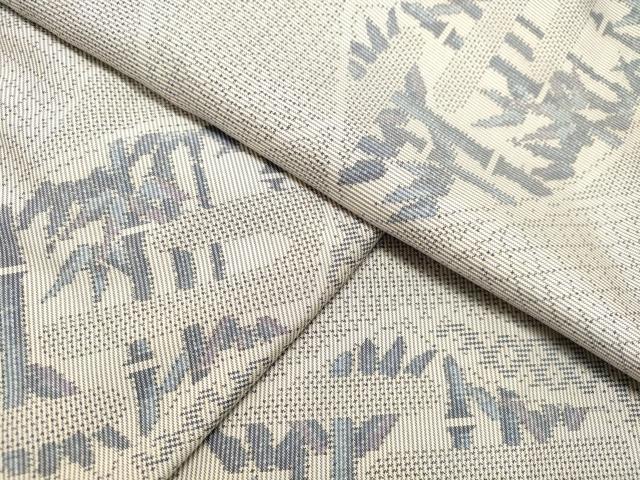 平和屋着物●本場大島紬　白大島　7マルキ　総絣　地紙笹竹文　正絹　逸品　DAAT1476tw