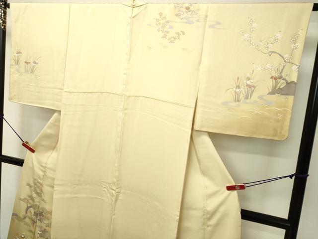 平和屋着物○訪問着 刺繍 流水葡萄蔦の葉文 暈し染め