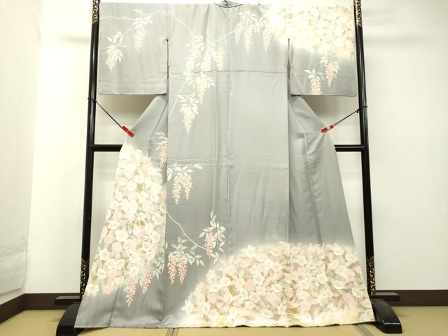 平和屋着物●訪問着　作家物　南天草花文　暈し染め　金彩　正絹　逸品　DAAT1490tw