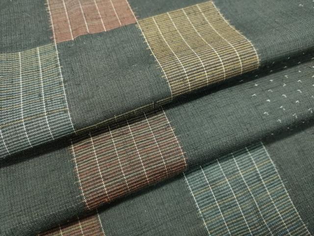 平和屋着物●銀座世きね　上質な紬　変わり市松文様　正絹　逸品　DAAT1498tw