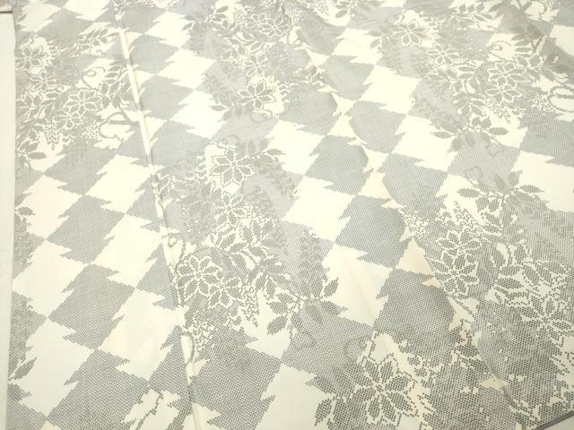 平和屋着物○本場大島紬 白大島 7マルキ 草花文 正絹 逸品 DAAT1516tw