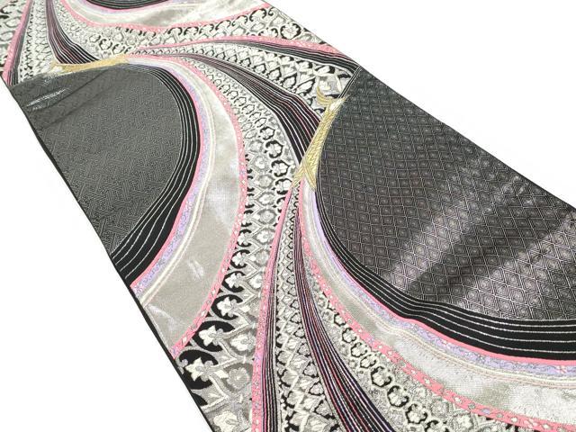 平和屋着物◎六通柄袋帯 唐織 九百錦 オリエント孔雀 黒地 金銀糸 正絹