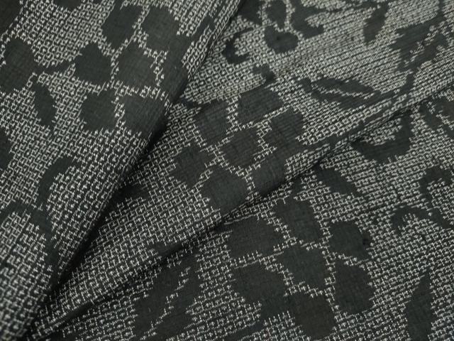 平和屋着物▽上質な紬　単衣　100亀甲　花唐草文　正絹　逸品　DAAT5976ud