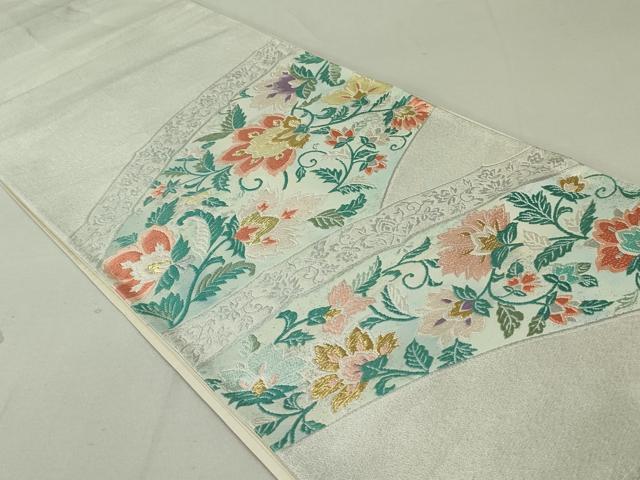 平和屋本店□極上 九寸名古屋帯 本場縞大島紬 京友禅 花唐草