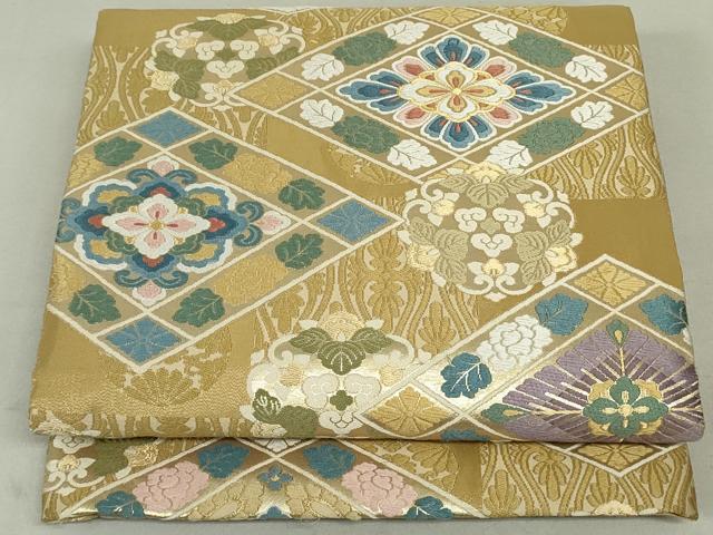 平和屋着物●六通柄袋帯　唐織　織宝献寿文　金糸　正絹　逸品　DAAT7698ob