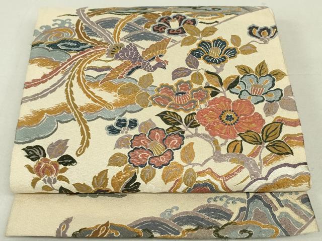 平和屋着物●六通柄袋帯　唐織　みやび綴　鳳凰更紗花文　金糸　正絹　逸品　DAAT7735ob