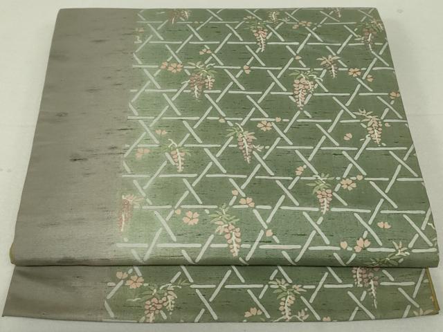 平和屋着物●全通柄袋帯　紬地　籬花間道　正絹　逸品　DAAT7739ob