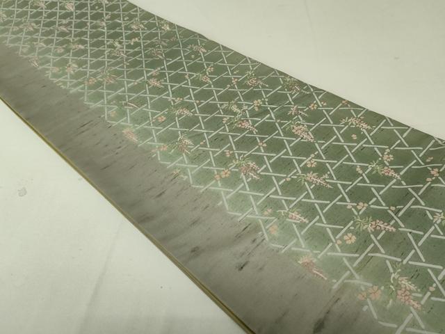 平和屋着物○全通柄袋帯 紬地 籬花間道 正絹 逸品