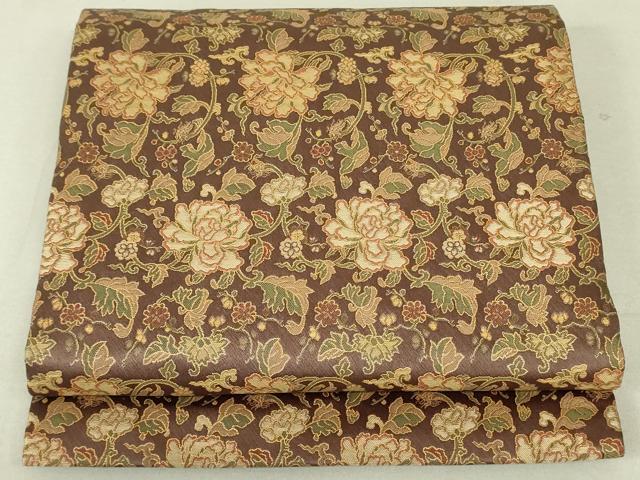 平和屋着物●全通柄　九寸開き名古屋帯　更紗花唐草文　金糸　正絹　逸品　DAAT7747ob