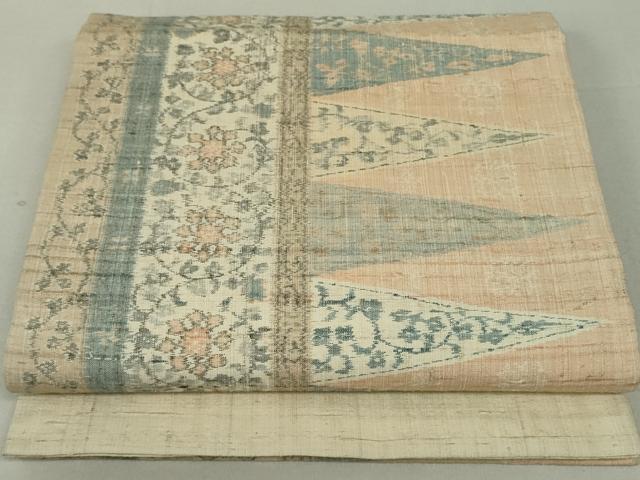 平和屋着物●六通柄袋帯　生紬　抽象文様　正絹　逸品　DAAT7757ob