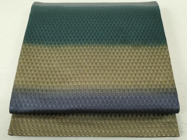 平和屋着物●両面　全通柄袋帯　青海波横段文　正絹　逸品　未使用　DAAT7782ob