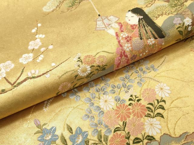 平和屋着物○西陣 長嶋成織物 ながしま帯 六通柄袋帯 瀞銀