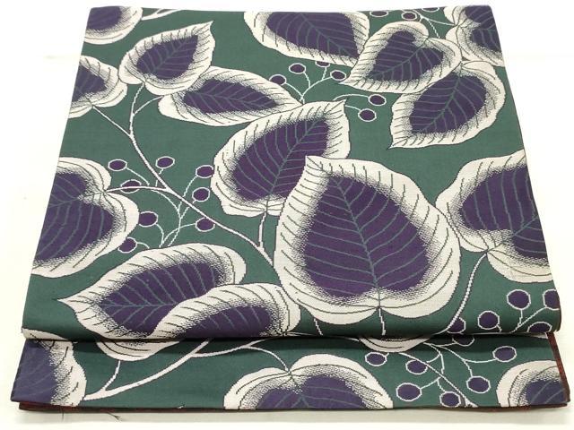 平和屋着物●両面　六通柄京袋帯　枝葉文　DAAT7863ob