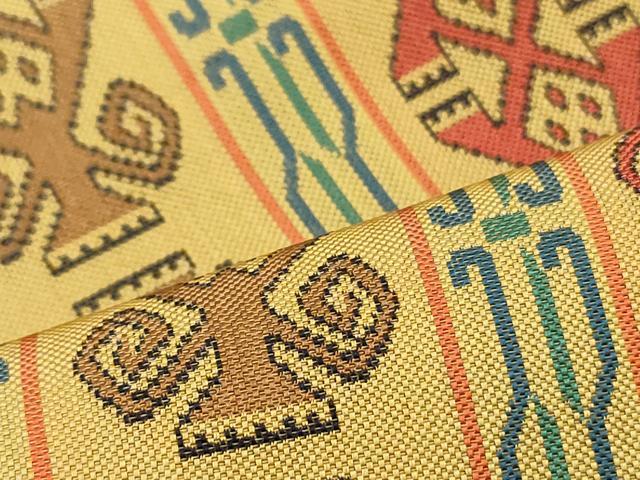 平和屋着物●龍村美術織物 　九寸開き名古屋帯　チャンカイの申　正絹　逸品　DAAT7865ob 平和屋着物○龍村美術織物 九寸開き名古屋帯 チャンカイの申 正絹