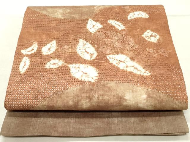 平和屋着物●中国三大刺繍　スワトウ刺繍　汕頭刺繍　相良刺繍　総刺繍　太鼓柄袋帯　紬地　絞り　更紗花唐草文　正絹　逸品　DAAT7872ob