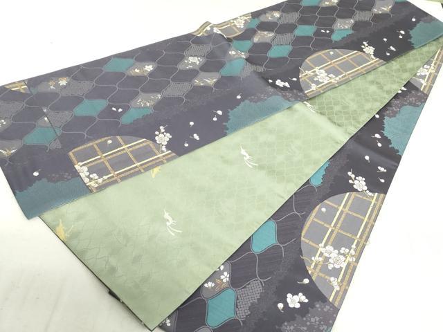 平和屋着物●両面　全通柄袋帯　粋翔小袖　網目舞桜文　金銀糸　正絹　逸品　DAAT7900ob