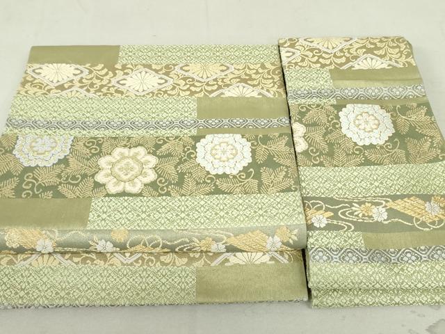 平和屋着物●つけ帯　唐織　花唐草間道　金糸　正絹　逸品　DAAT7904ob