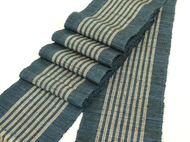 平和屋着物●男性　角帯　紬地　間道　正絹　逸品　DAAT7907ob