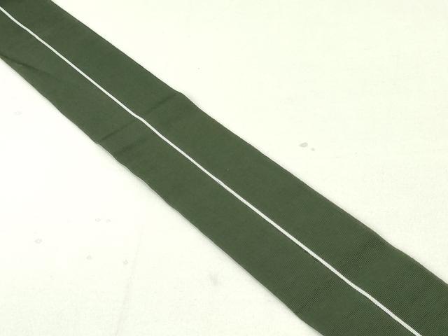 平和屋着物○本場筑前博多織 男性 両面 角帯 献上 間道 藍海松茶色