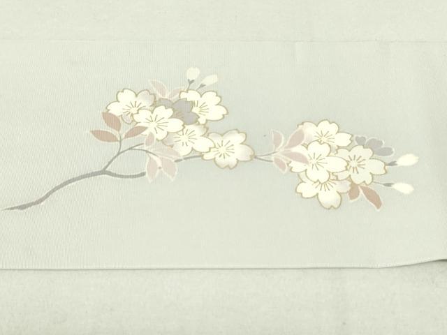 平和屋着物○塩瀬 九寸名古屋帯 枝桜文 金彩 正絹 逸品 DAAT7933obの