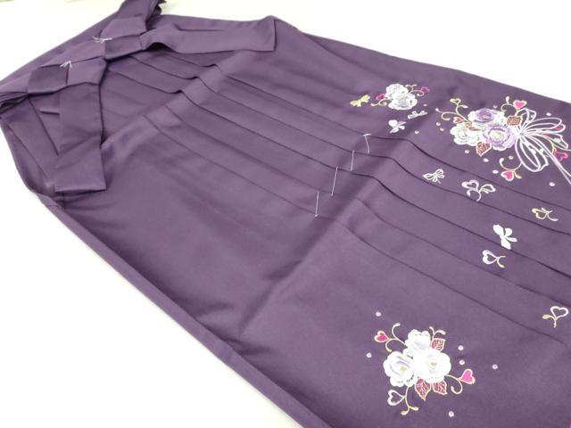 平和屋着物●女性　行灯袴　総刺繍　束ね草花文　桑の実色　金銀糸　卒業式　洗える着物　DAAT7953ob