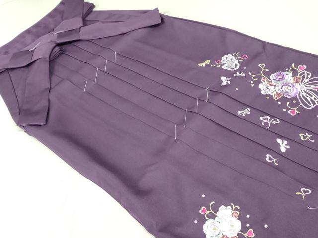 平和屋着物●女性　行灯袴　総刺繍　束ね草花文　桑の実色　金銀糸　卒業式　洗える着物　DAAT7954ob