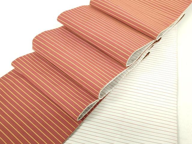 平和屋着物●爪掻き本綴れ　両面　半幅帯　横段文　正絹　逸品　DAAT7997ob