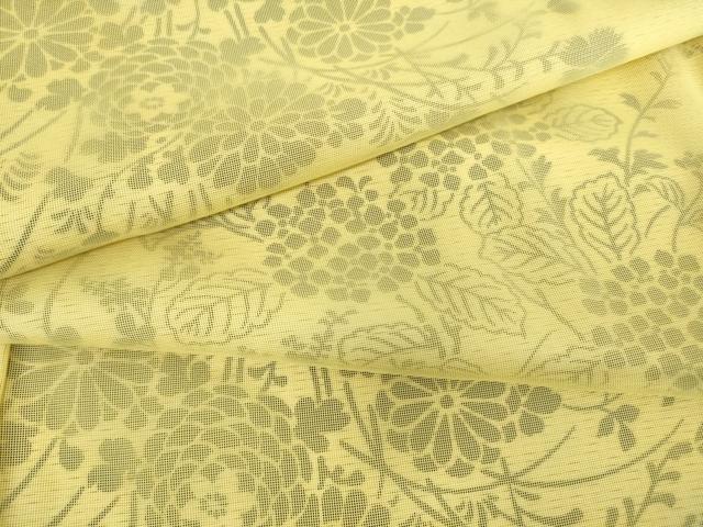 平和屋着物▽上質な小紋　無双　紗袷　紗×絽　草花文　正絹　逸品　DAAT9001az