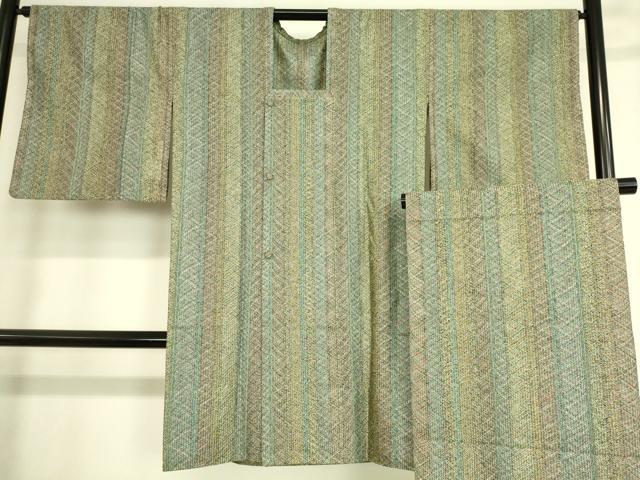 平和屋着物▽道行コート　スリーシーズン　春夏秋　塵除け　ショール付き　組み織　間道　ロング丈　正絹　逸品　DAAT9016az