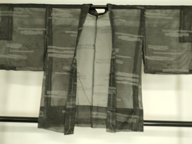 平和屋着物▽羽織　スリーシーズン　春夏秋　塵除け　横段文　黒地　正絹　逸品　DAAT9018az