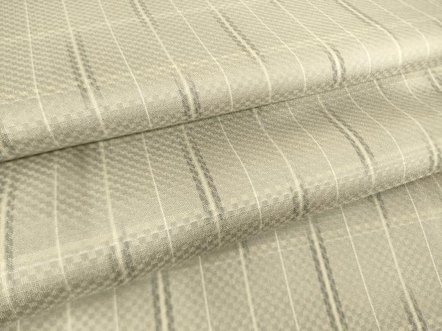 平和屋着物▽上質な紬　単衣　市松綾織　格子　正絹　逸品　DAAT9109az