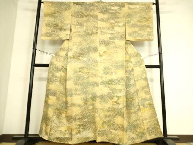 平和屋着物▽上質な小紋 単衣 霞取花文 正絹 逸品 DAAT9127az