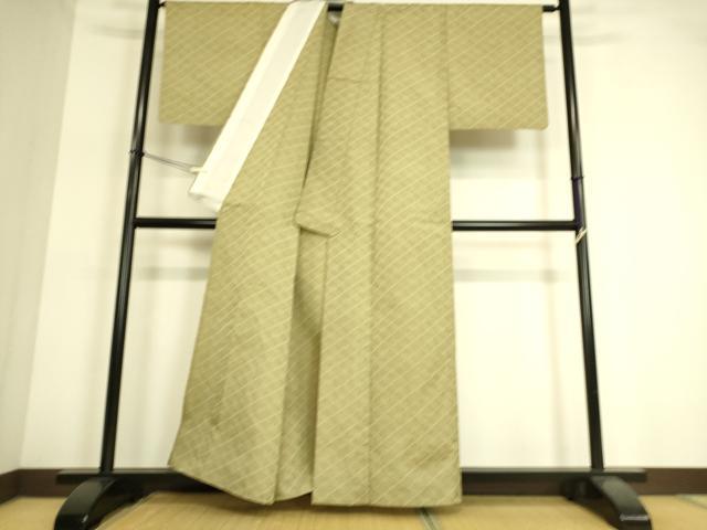 平和屋着物▽上質な紬 単衣 花菱文 正絹 逸品 DAAT9129az