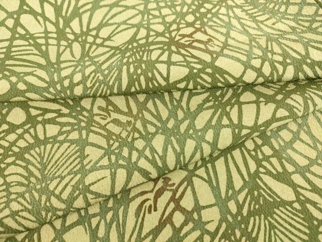 平和屋着物▽小紋　単衣　草葉動物文　洗える着物　DAAT9162az