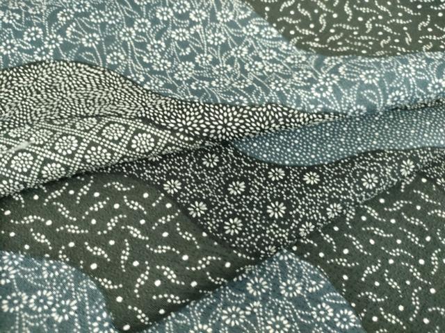 平和屋着物▽小紋　単衣　道長花文　洗える着物　DAAT9166az