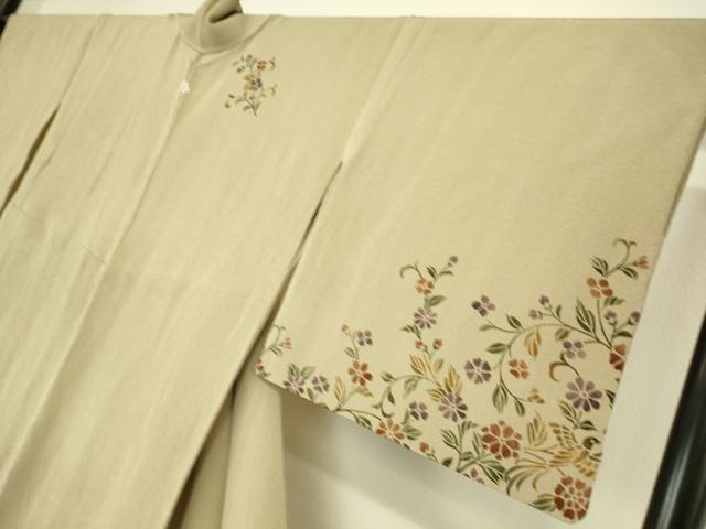 平和屋着物▽訪問着 単衣 花鳥文 暈し染め 鬼しぼ縮緬