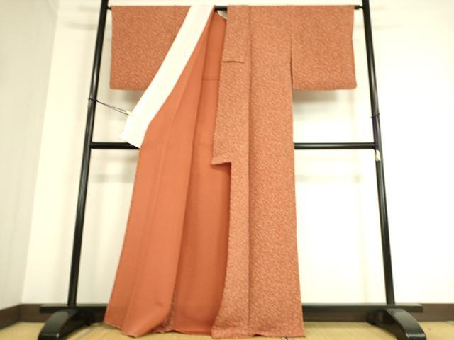 平和屋着物▽上質な小紋 単衣 花鳥文 鬼しぼ縮緬 正絹 逸品 