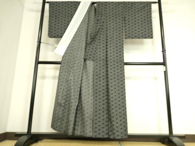 平和屋着物▽上質な紬 単衣 麻の葉文 正絹 逸品 DAAT9204az