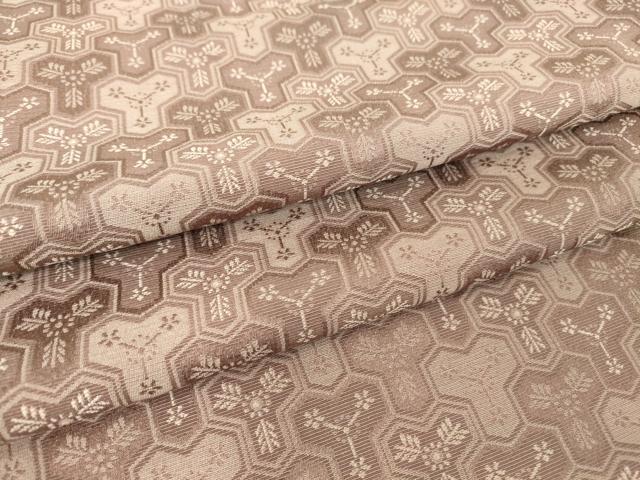 平和屋着物▽上質なお召　色無地　単衣　毘沙門亀甲地紋　梅染色　正絹　逸品　DAAT9214az