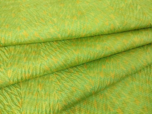 平和屋着物▽上質な紬　単衣　杢目絞り　変わり縞　正絹　逸品　DAAT9215az