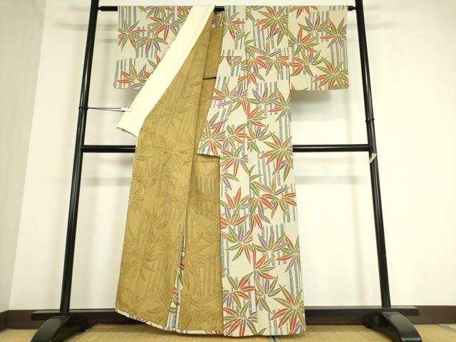 平和屋着物▽上質な小紋 単衣 笹文 正絹 逸品 DAAT9233az